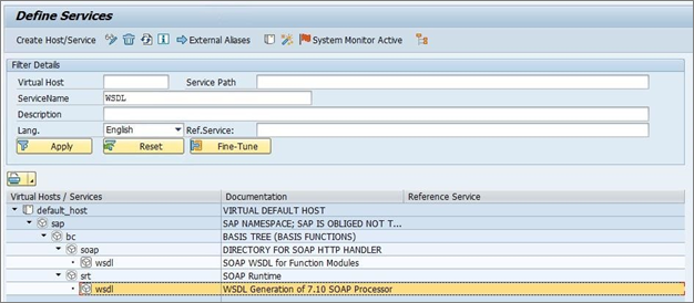Zrzut ekranu przedstawiający aktywne usługi.