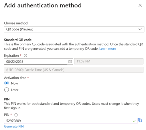 Zrzut ekranu przedstawiający sposób dodawania kodu QR dla użytkownika.