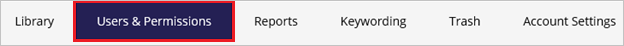 Screenshot shows Users & Permissions selected from the toolbar.