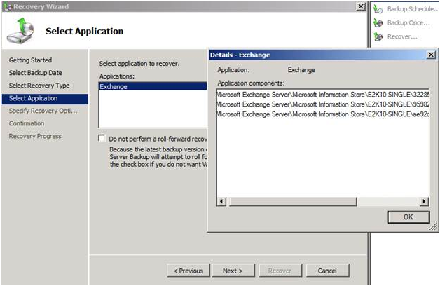 Zrzut ekranu przedstawiający okno szczegółów — Exchange.