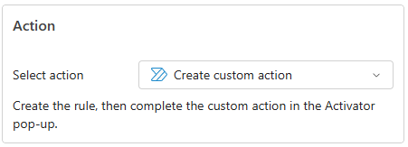 Zrzut ekranu przedstawiający wybraną akcję niestandardową.
