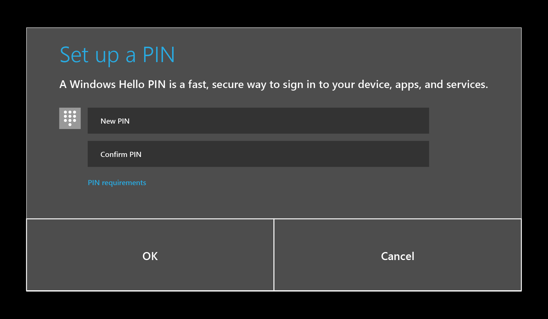 Skonfiguruj Windows Hello numer PIN.