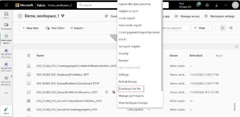 Zrzut ekranu przedstawiający otwieranie modelu semantycznego.