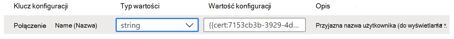 Wartość konfiguracji pokazuje token certyfikatu w zasadach konfiguracji aplikacji VPN w usłudze Microsoft Intune