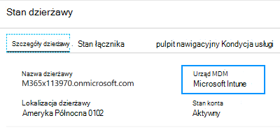 Zrzut ekranu przedstawiający sposób ustawiania urzędu MDM na Microsoft Intune w stanie dzierżawy.