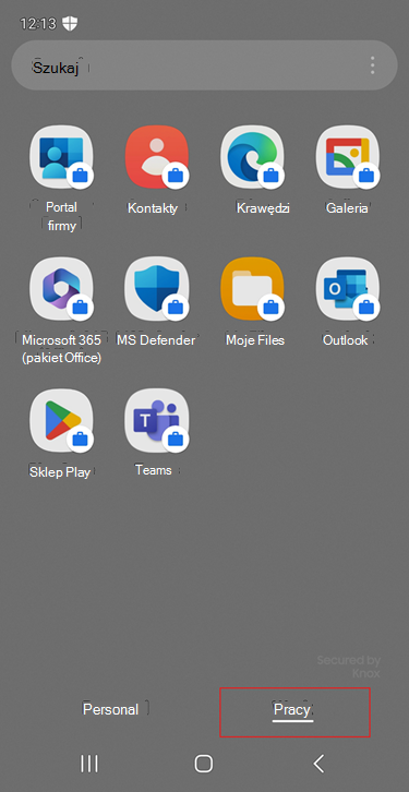 Zrzut ekranu przedstawiający kartę roboczą w szufladzie aplikacji Samsung Galaxy S20 FE.