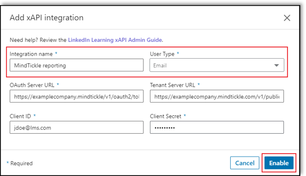 xapi enable integration