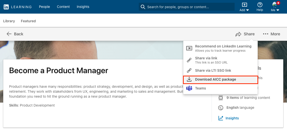 Download learning path package