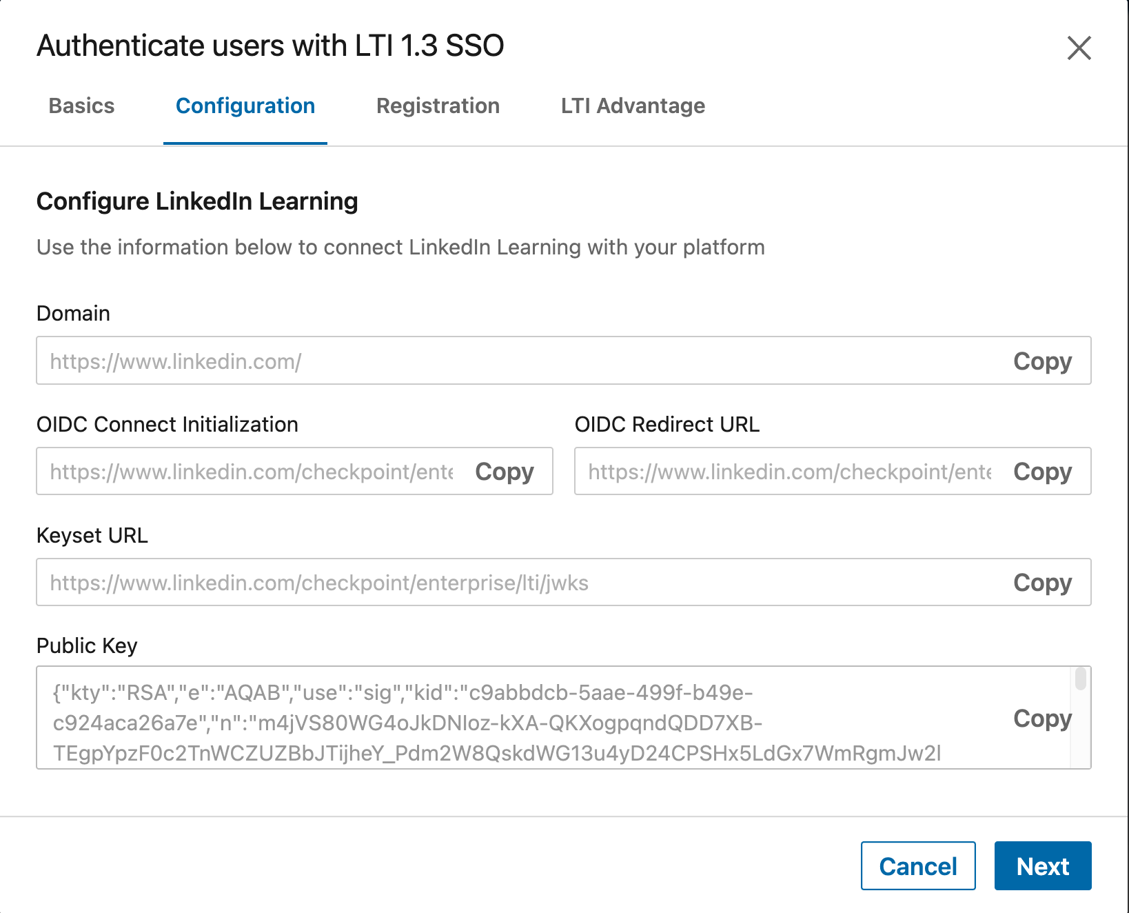User Configuration LTI