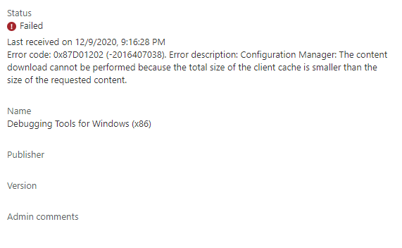 Błąd instalacji aplikacji w centrum administracyjnym Microsoft Intune