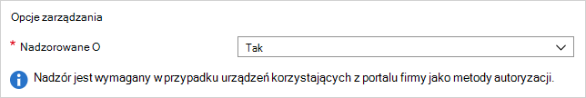 Zrzut ekranu przedstawiający opcję Nadzorowane.