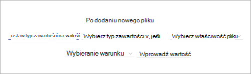 Zrzut ekranu przedstawiający stronę instrukcji reguły z opcjami instrukcji.