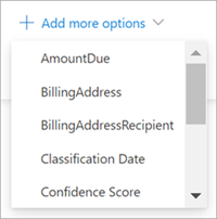 Zrzut ekranu przedstawiający menu Dodaj więcej opcji w okienku zapytania o zawartość.