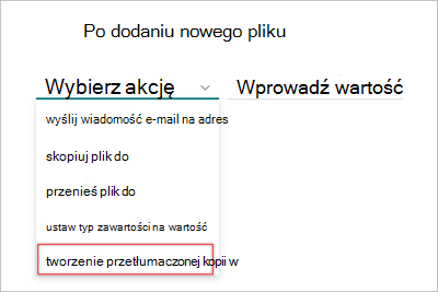 Zrzut ekranu przedstawiający stronę instrukcji reguły z wyróżnioną opcją tłumaczenia.