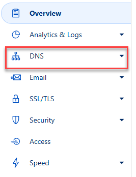 Wybierz pozycję DNS.