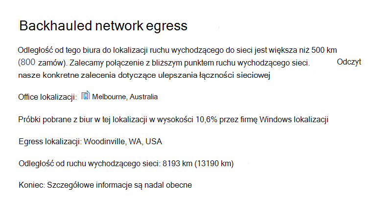 Zrzut ekranu przedstawia szczegółowe informacje dotyczące ruchu wychodzącego sieci z powrotem.