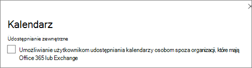 Zrzut ekranu przedstawiający udostępnianie kalendarza zewnętrznego jako niedozwolone.