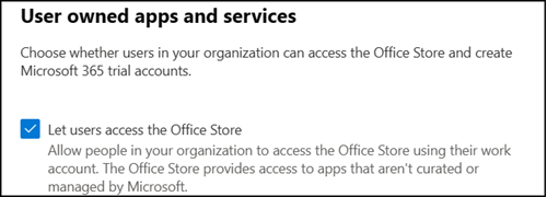 Zezwalanie użytkownikowi na dostęp do ustawień sklepu Office Store