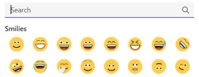 Zrzut ekranu przedstawiający ikony emoji udostępnione na czacie.