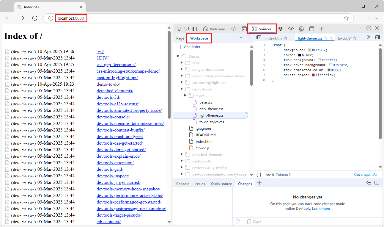Server started from /demos/ directory instead of a specific demo subdirectory