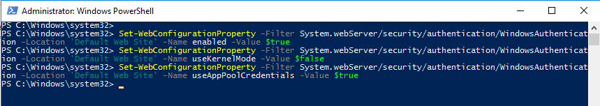 Zrzut ekranu przedstawiający Windows PowerShell aktualizacji I S na CORP C M.