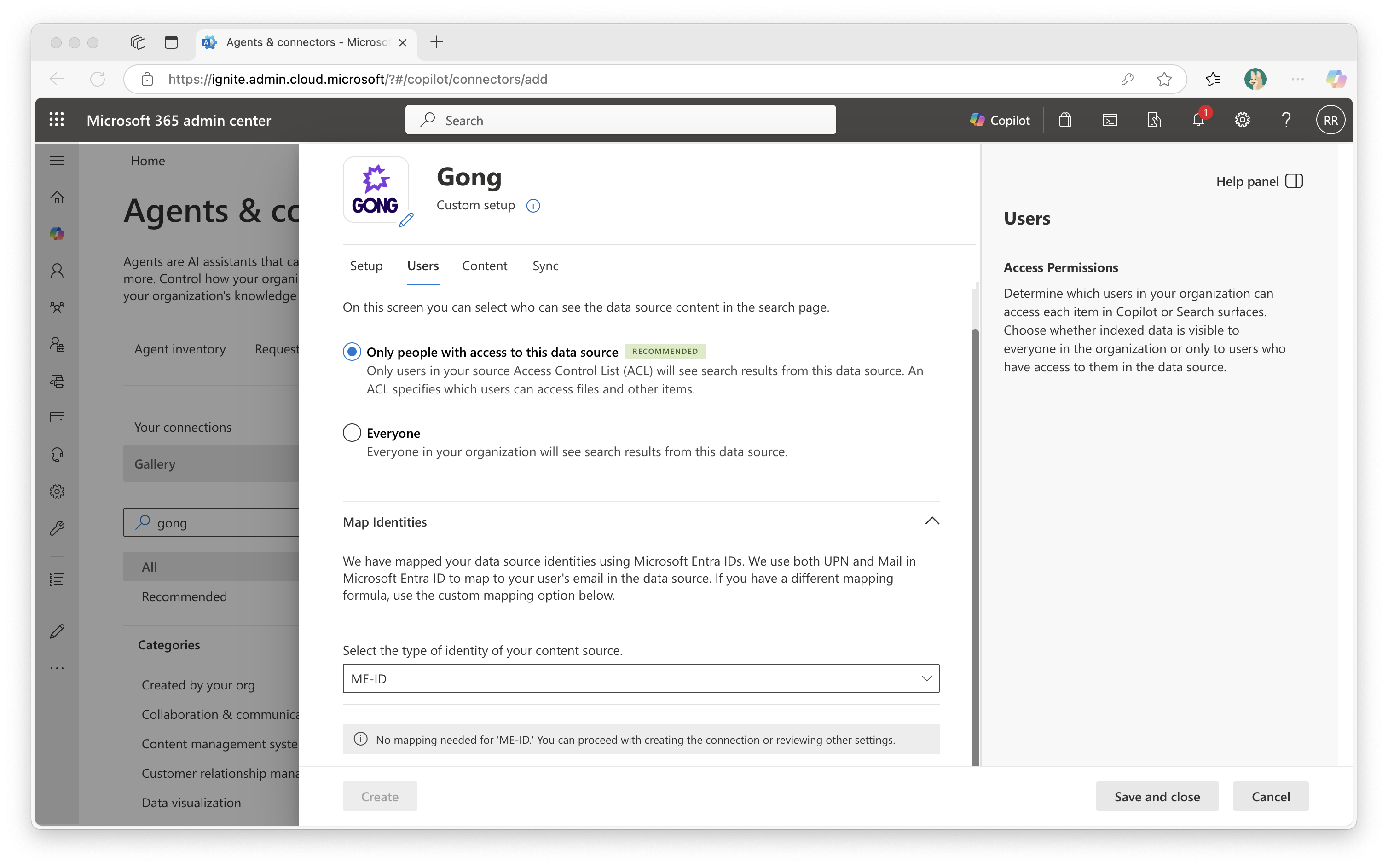 Screenshot that shows Users setup.