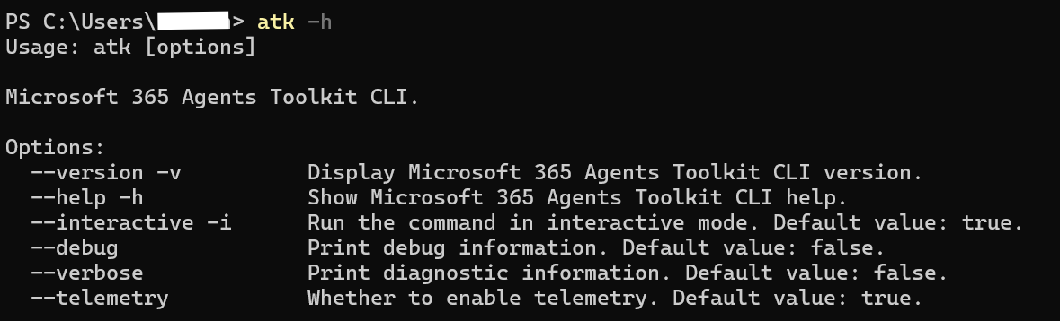 Screenshot shows the list of global options.