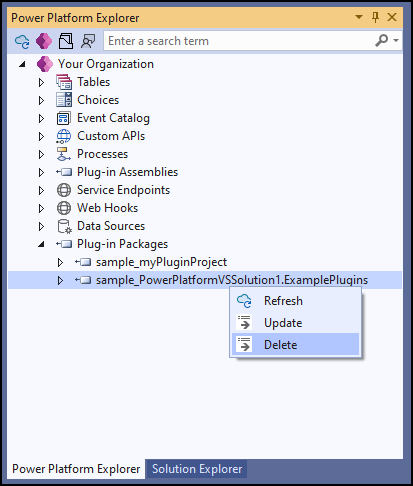 Select a plug-in package and select Delete from the context menu