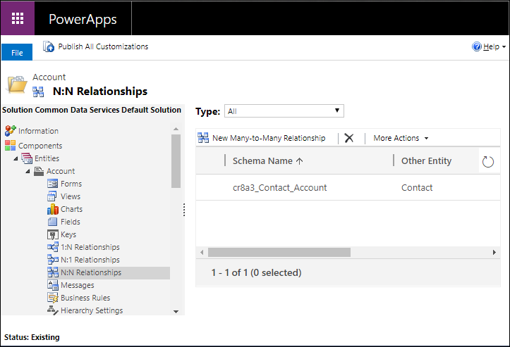 Wyświetl relacje tabeli N:N.