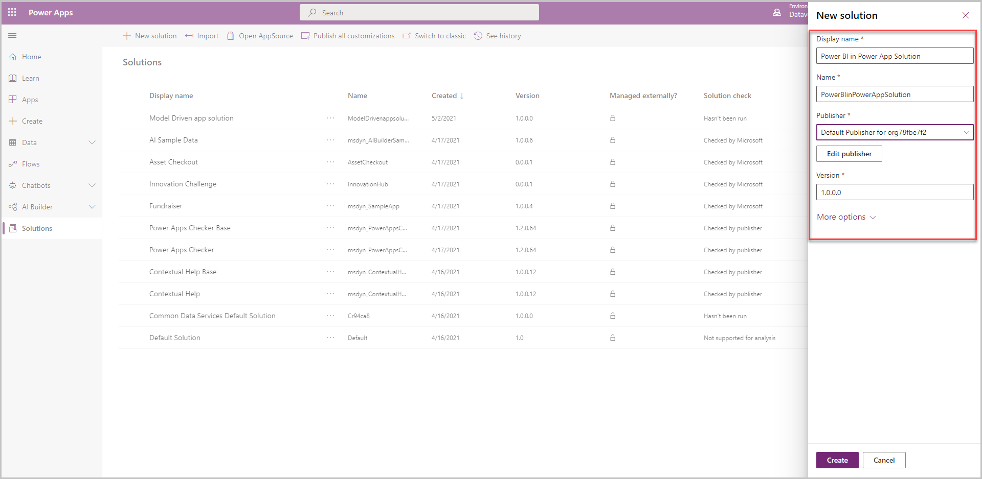 Nowa aplikacja Power BI w rozwiązaniu Power Apps