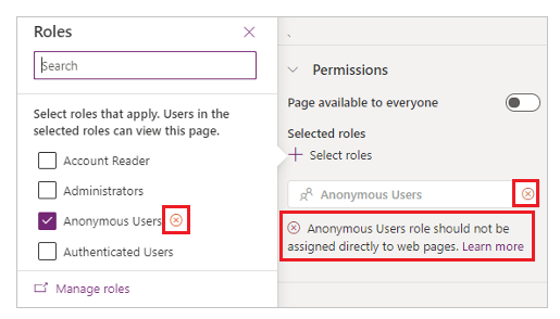 Alert: Roli Użytkownicy anonimowi nie można przypisywać bezpośrednio do stron internetowych Alert: Roli Użytkownicy anonimowi nie można przypisywać bezpośrednio do stron internetowych.