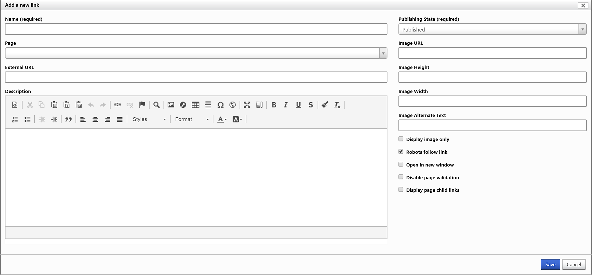 Dodawanie nowego łącza do nawigacji podstawowej Dodawanie nowego łącza do nawigacji podstawowej.