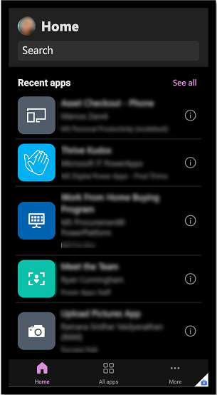 Power Apps Mobile w trybie ciemnym