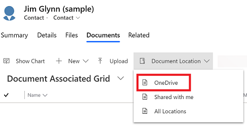 Otwieranie karty Dokumenty i wybieranie pozycji OneDrive.