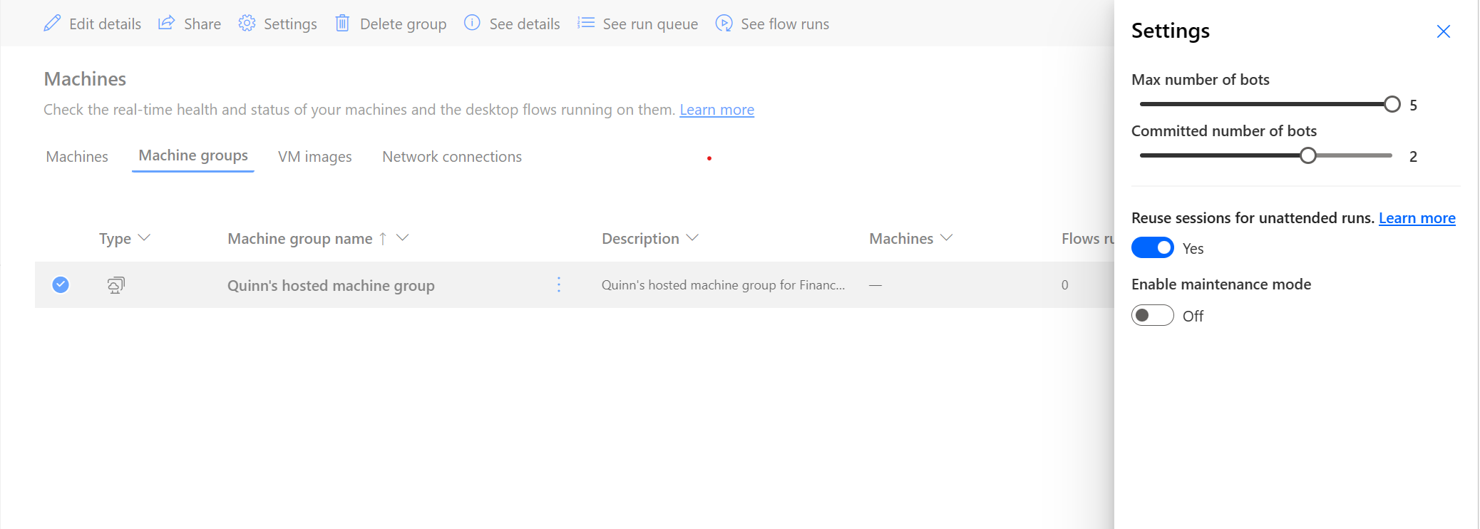 Zrzut ekranu edytowania szczegółów grupy maszyn hostowanych.