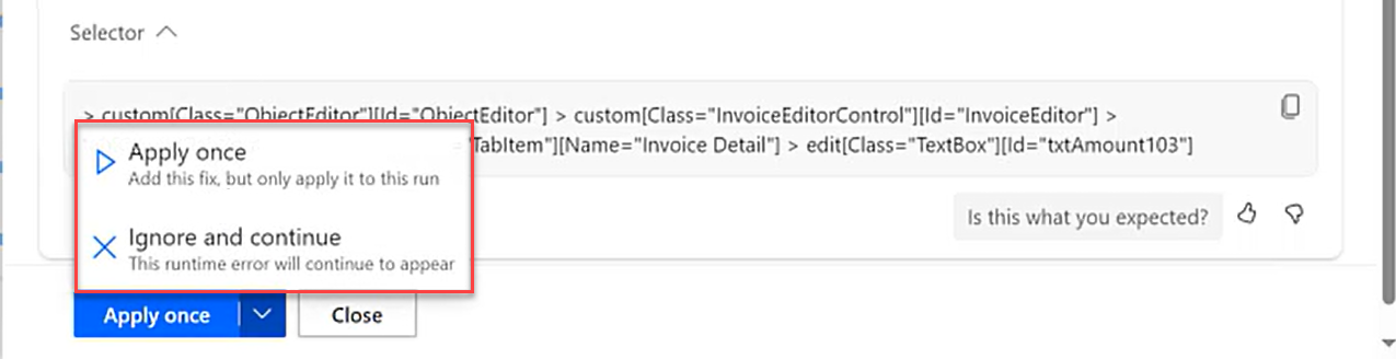 Zrzut ekranu przedstawiający panel szczegółów rekomendacji naprawy w czasie wykonywania z akcjami w centrum automatyzacji.
