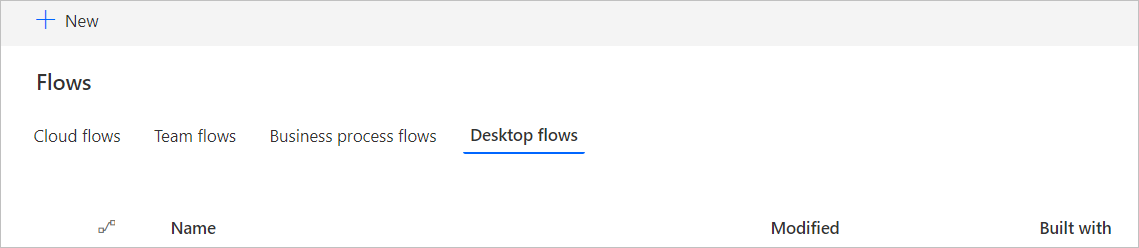 Zrzut ekranu przedstawiający opcję utworzenia nowego przepływu Rejestratora Windows (wersja 1).