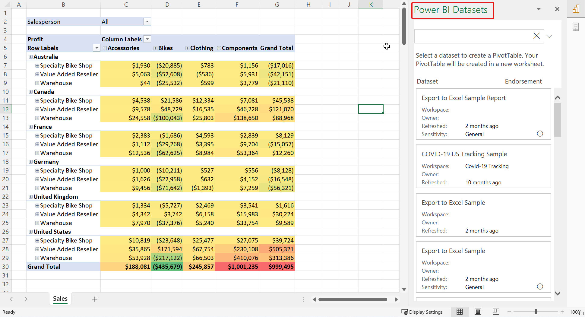 Łączenie Programu Excel Z Zestawami Danych Usługi Power Bi Power Bi Microsoft Learn 2545