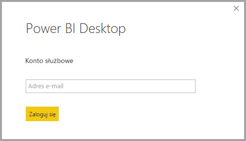 Zrzut ekranu przedstawiający logowanie się do programu Power BI Desktop.
