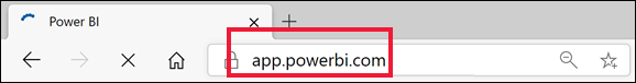 A screenshot that shows a browser with the Power BI web address in the address bar.