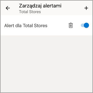 Screenshot of the Manage alert tile, showing the plus icon to add an alert.