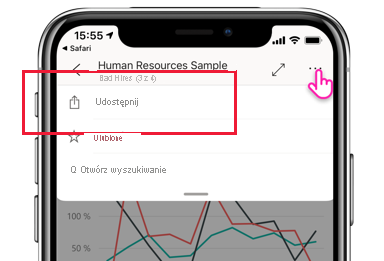 Zrzut ekranu przedstawiający ikonę udostępniania aplikacji mobilnej Power BI.