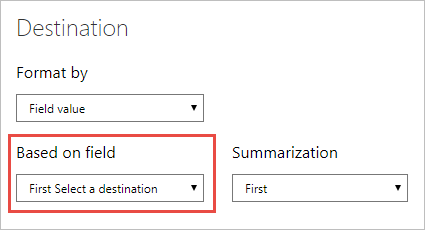 Screenshot showing the Select a destination field selected.