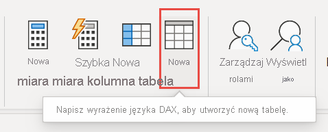 Zrzut ekranu przedstawiający ikonę Nowa tabela.