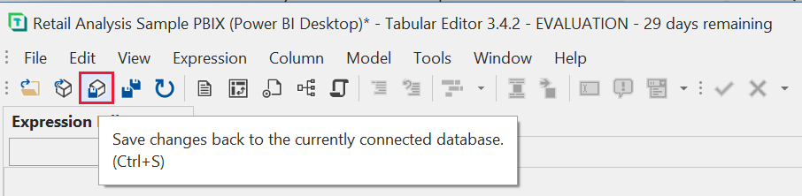 Screenshot highlighting the Save perspectives settings in the Tabular Editor.
