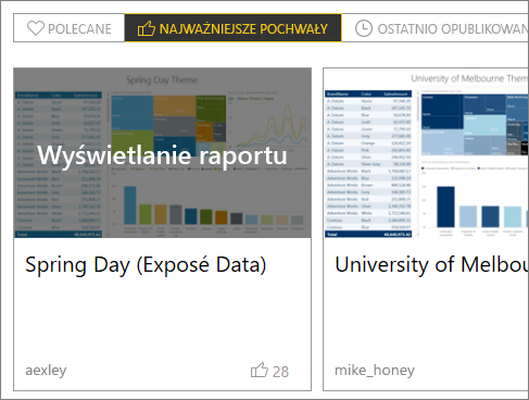 Screenshot of a Theme Gallery report option.