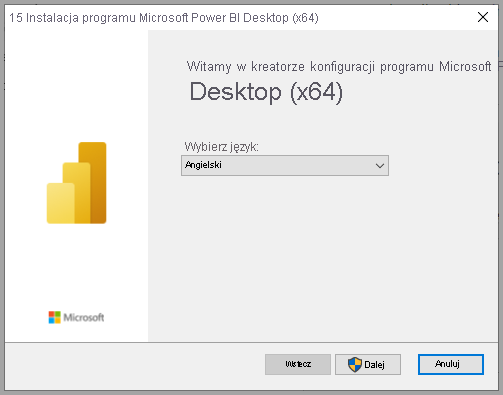 Screenshot of Power BI Desktop installation showing the setup wizard.