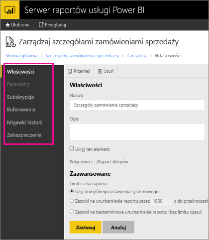 Zrzut ekranu przedstawiający wybieranie właściwości.
