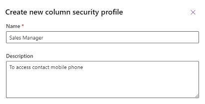 Utwórz nowy profil zabezpieczeń kolumn.