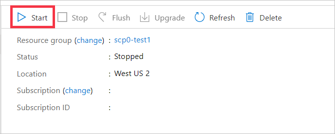 zrzut ekranu przedstawiający górne przyciski z wyróżnionym przyciskiem Start